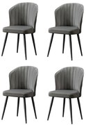 Zestaw krzeseł do jadalni Rubi Grey and Black, 4 szt.