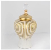 Słoik ceramiczny 35x17,5 cm złoty/biały