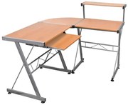 Brązowe narożne biurko komputerowe z nadstawką W5-K25