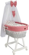 Różowy zestaw mobilne łóżeczko z baldachimem E4-B92