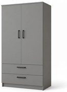 Dwudrzwiowa szafa Tress - drzwi uchylne z szufladami w kolorze szarym