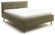 Zielone tapicerowane łóżko dwuosobowe ze schowkiem ze stelażem 160x200 cm Lotte – Meise Möbel