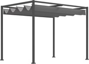 Nowoczesna Pergola Metalowa 3x2m z Dachem Przeciwsłonecznym - Pergola Szara 298x213cm, Idealna Ochrona dla Ogrodu i Tarasu | Aosom PL