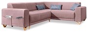 Różowy rozkładany/ze schowkiem narożnik (prawostronny/w kształcie litery L) Classy Sophie – Miuform