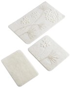 Zestaw 3 białych dywaników łazienkowych Flowers