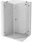 Mexen Lunar kabina prysznicowa pięciokątna uchylna prawa 80 x 100 cm, transparent, gun gray szczotkowany - 831-080P-100L-66-00-P