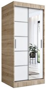 Szafa przesuwna MODUO COMFORT 2 90 dąb sonoma/biała mat z lustrem MKPOL