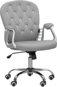 Vinsetto Fotel biurowy, Ergonomiczny fotel biurowy z podłokietnikami, Wyściełane oparcie, Jasnoszary
