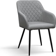 Zestaw 2 szarych krzeseł z tkaniny i czarnych metalowych nóg, z podłokietnikami - LISBONA