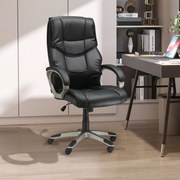 HOMCOM ergonomiczny fotel biurowy obrotowy wygodny czarny fotel do pracy przy biurku | Aosom PL