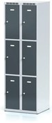 Alfa 3 Szafka skrytkowa S6, 6 schowków, 1800 x 600 x 500 mm, zamek obrotowy, drzwi ciemnoszare