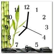 Zegar szklany kwadratowy Bambus
