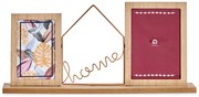Drewniana ramka na 2 zdjęcia z ozdobnym napisem HOME, 46 x 6 x 21,5 cm