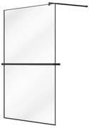 Ścianka prysznicowa do kabiny walk-in z wieszakiem na ręczniki i półeczką - 140 x 200 cm - Czarny mat - BONPERO