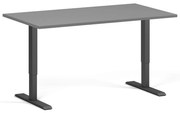 Biurko z regulacją wysokości, 140x80 cm, 2 silniki, czarna podstawa, grafit