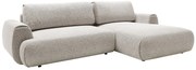 Kanapa narożna prawostronna rozkładana z szarą melanżową tapicerką - MONELIA