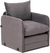 Fotel-łóżko 1-osobowy – 68 cm x 70 cm x 66 cm – Szary – Metal i poliester
