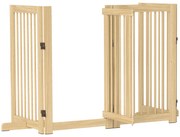 Bramka zabezpieczająca dla psów PawHut, wolnostojąca, składana, z drzwiami i nóżkami, rama z drewna, 220x36x91cm