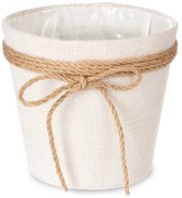 Osłonka na doniczkę pleciona z jutową kokardą, 16 x 15 cm