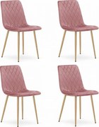 Krzesło Valora TURIN z różowym aksamitem i drewnianymi nogami do salonu x4