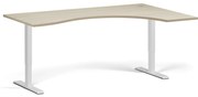 Ergonomiczne biurko z regulacją wysokości, 180x120 cm, 2 silniki, L/P, biała podstawa, dąb naturalny
