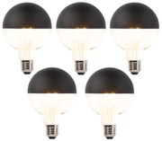 Zestaw 5 żarówek LED E27 z możliwością ściemniania, Filament G95, czarne, 550 lm, 2700 K