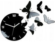 Zegar ścienny nowoczesny do salonu lub sypialni akrylowy czarny z motylami