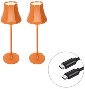Zestaw 2 lamp stołowych w stylu retro pomarańczowych ładowanych z gniazda USB IP44 - Granny