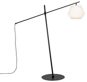 Zewnetrzna Designerska lampa podłogowa zewnętrzna czarna z białym kloszem IP44 - RobbertDesignerski Oswietlenie zewnetrzne