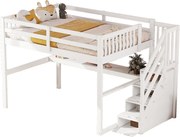 Łóżko piętrowe dla dzieci 140 x 200 cm z 4 szufladami i biurkiem, Drewno sosnowe, Białe