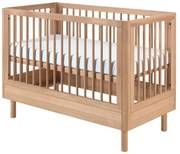 Łóżeczko z litego drewna dębowego z regulowaną wysokością 60x120 cm w naturalnym kolorze Forrest – Vipack