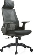 Fotel biurowy z regulacją wysokości - tkanina i siatka - czarny - DASTON