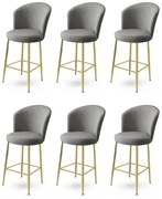 Zestaw krzeseł barowych Fora Grey and Gold, 6 szt., 6 szt.