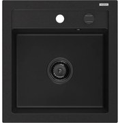 Mexen Vito zlewozmywak granitowy 1-komorowy 520 x 490 mm, czarny, syfon czarny - 6503521000-77-B