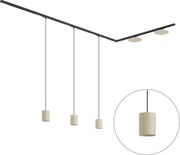 Nowoczesny system szynowy czarny z 3 lampami wiszącymi i 2 beżowymi lampami sufitowymi 1-fazowy - Iconic Holt Pulley