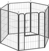 PawHut Wybieg dla psów z 6 panelami, solidny, z bezpiecznymi drzwiami, do użytku wewnątrz i na zewnątrz, do ogrodu, na kemping, 100 cm wysokości