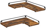 Zestaw loftowy 2 ściennych półek rustykalny narożnych brąz H4-D25