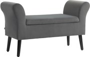 HOMCOM Ławeczka z miejscem na przechowywanie, składana pokrywa, miękka siedziska, aksamitny wygląd, 111,5x41x65 cm, Szara