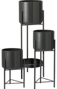 Zestaw stojaków metalowych na kwiaty Malvaro, czarny, 3 szt.