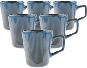 Zestaw 6 ceramicznych kubków Rustik 410 ml, niebieskie
