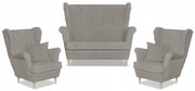 Zestaw uszak Rene Estella sofa fotele Family Meble jasno szary sztruks