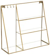 Stojak na biżuterię z półkami i haczykami, szklany, 27 cm