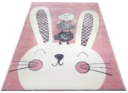 Dywan dziecięcy 3D Króliczek różowy 80 cm x 150 cm