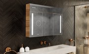 Szafka podświetlana z lustrem LED model Emily L02 - 100 x 72 cm, łazienkowa szafka o nowoczesnym designie z konfiguracją włącznika podświetlenia, w kolorze Dąb Pradawny