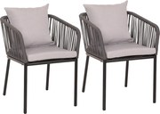 Zestaw 2 krzeseł ogrodowych MCW-N41,  antracyt Poduszka jasnoszara