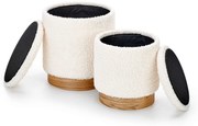 CANCUN zestaw 2 puf, kremowy naturalny boucle schowek skandynawski boho