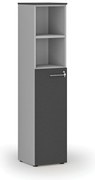 Szafa biurowa kombinowana PRIMO GRAY, drzwi na 3 poziomach, 400 x 420 x 1781 mm, szary/grafit