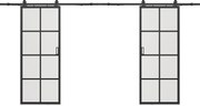 Drzwi przesuwne naścienne podwójne - aluminium i matowe szkło hartowane - 2 x wys. 205 x szer. 63 cm - WILDEN II