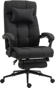 Vinsetto Ergonomiczny fotel biurowy z podnóżkiem, obrotowy fotel z zagłówkiem, Czarny