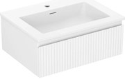 Mexen Rivel szafka łazienkowa 60 cm z umywalką Otis, 1 szuflada, ryflowana , biała mat - 91A20-06023-1-BF01-W18M01